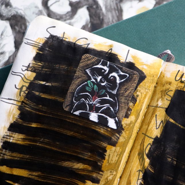 Raccoon Turnip Art                                 Quadratischer Aufkleber (Von Creator hochgeladen)