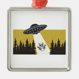 Raccoon UFO Ornament Aus Metall