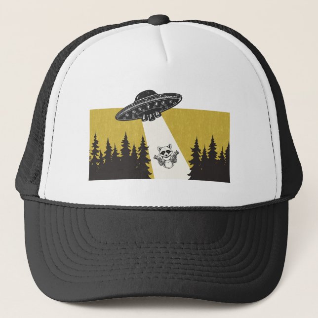 Raccoon UFO Truckerkappe (Vorderseite)