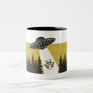 Raccoon UFO Zweifarbige Tasse