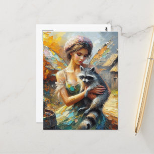 Raccoon und Fairy Postkarte