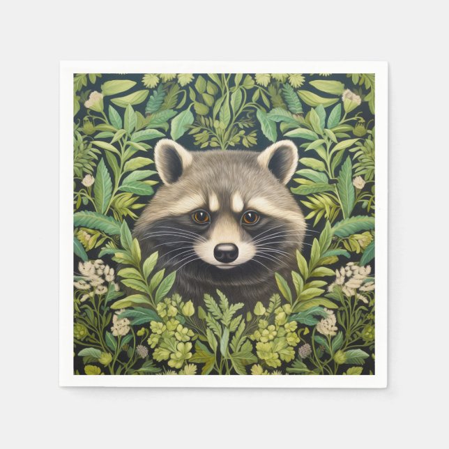 Raccoon und Folies Art Nouveau Stil Serviette (Vorderseite)