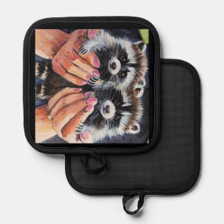 Raccoon und Helping Handtaschenhalter Topflappen