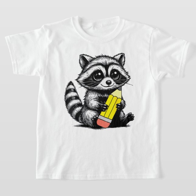 Raccoon und Pencil Niedlich Raccoon Lehrer Lover T-Shirt (Ablage )