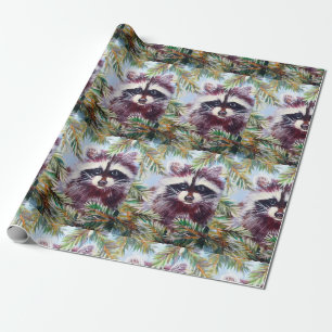 Raccoon und Pine Tree Weihnachtswrapping Papier Geschenkpapier