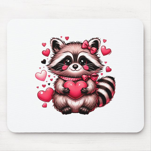 Raccoon Valentine Hearts  Mousepad (Vorne)