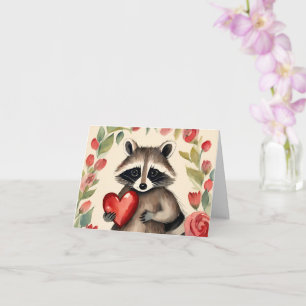 Raccoon Valentine Karte