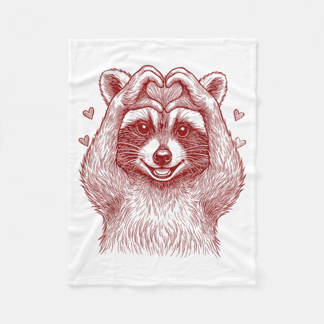 Raccoon Valentines Day Funny Feral Raccoon Love He Fleecedecke (Vorderseite)
