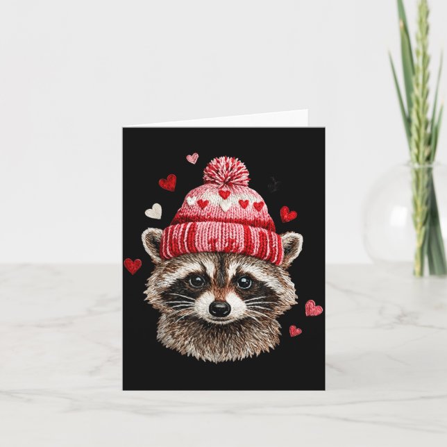 Raccoon Valentines Day Funny Feral Raccoon Love He Karte (Vorderseite)