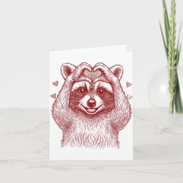 Raccoon Valentines Day Funny Feral Raccoon Love He Karte (Vorderseite)
