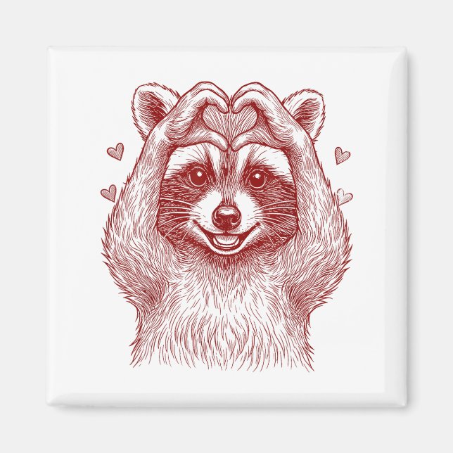 Raccoon Valentines Day Funny Feral Raccoon Love He Magnet (Vorne)