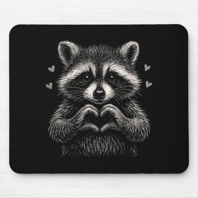 Raccoon Valentines Day Funny Feral Raccoon Love He Mousepad (Vorne)