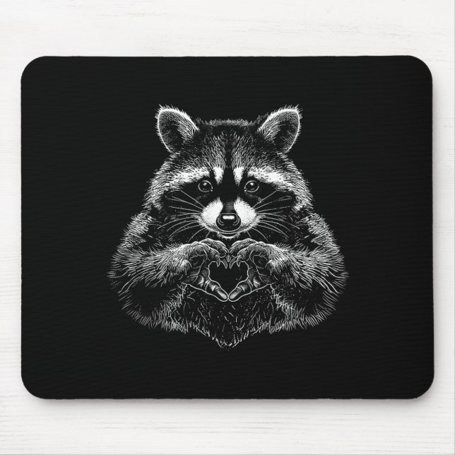 Raccoon Valentines Day Funny Feral Raccoon Love He Mousepad (Vorne)