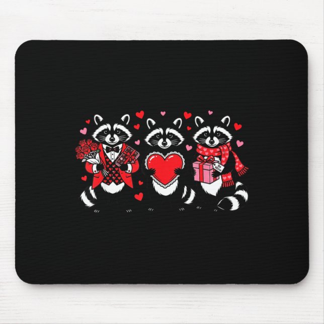 Raccoon Valentines Day Funny Feral Raccoon Love He Mousepad (Vorne)