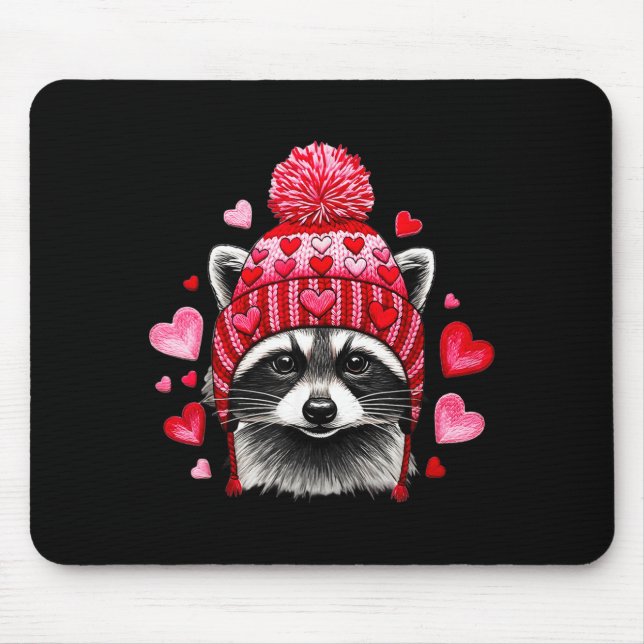 Raccoon Valentines Day Funny Feral Raccoon Love He Mousepad (Vorne)