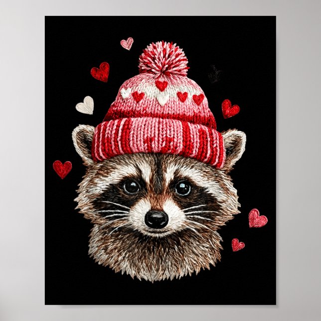 Raccoon Valentines Day Funny Feral Raccoon Love He Poster (Vorne)