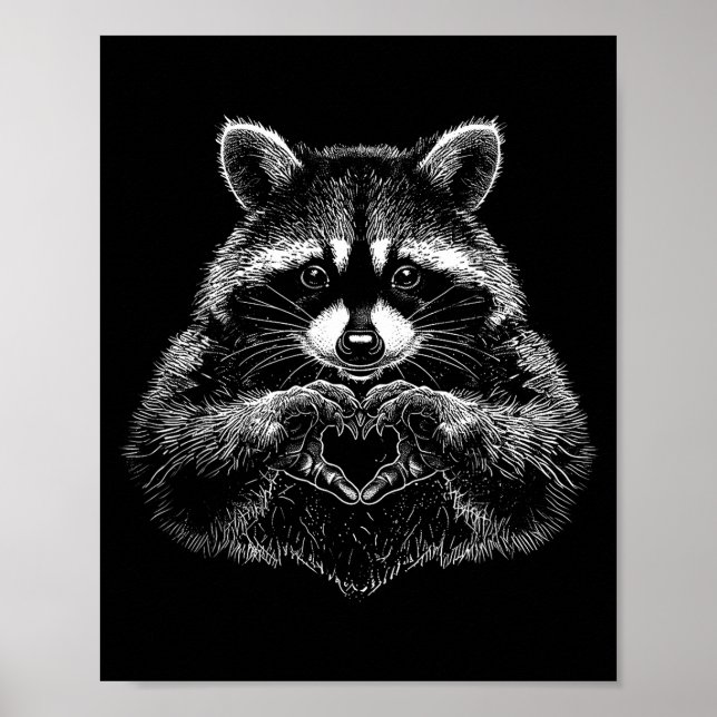 Raccoon Valentines Day Funny Feral Raccoon Love He Poster (Vorne)