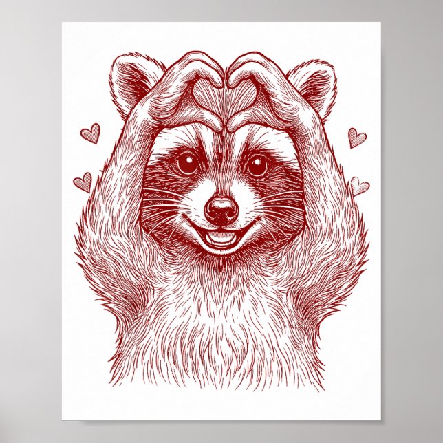 Raccoon Valentines Day Funny Feral Raccoon Love He Poster (Vorne)
