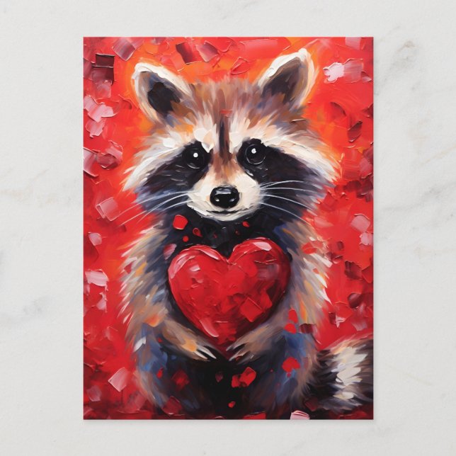 Raccoon-Valentinstag Postkarte (Vorderseite)