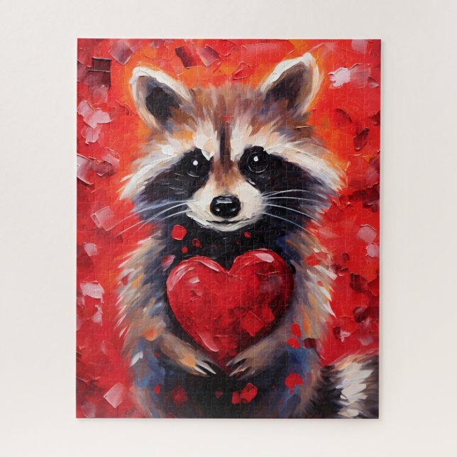 Raccoon-Valentinstag Puzzle (Vertikal)