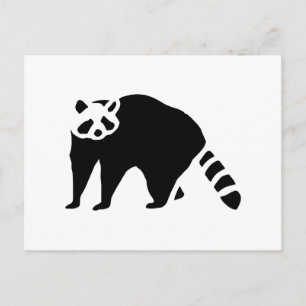 Raccoon Vintage Holzgravur Postkarte