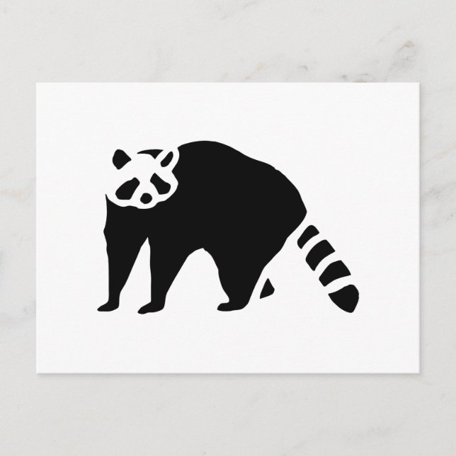 Raccoon Vintage Holzgravur Postkarte (Vorderseite)