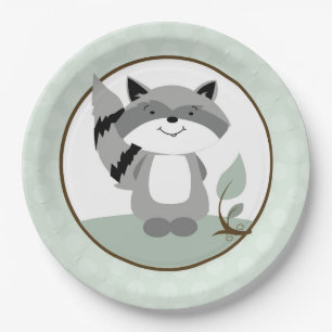Raccoon Wald Nature Paper Plate   Grün Pappteller