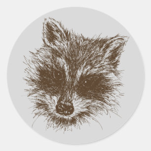 Raccoon-Waldgeschöpf-Zeichnen Runder Aufkleber