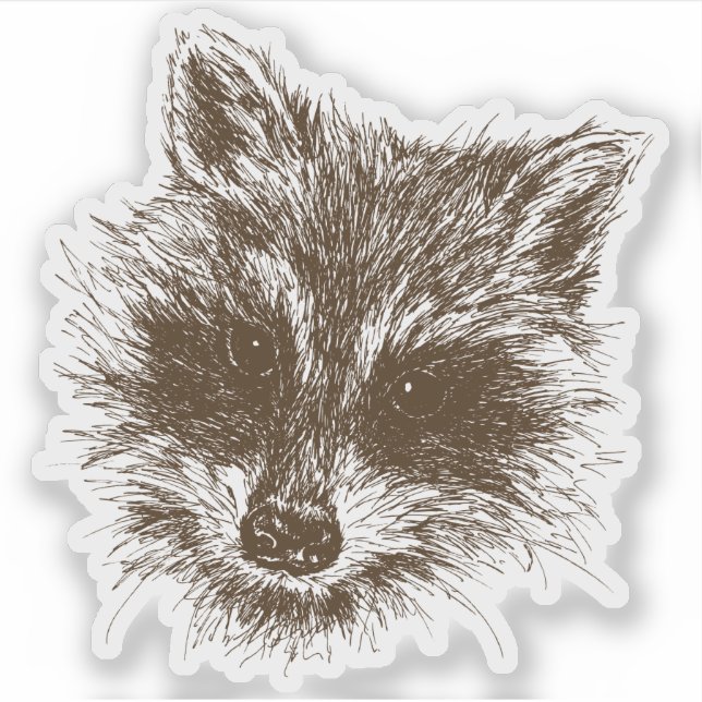 Raccoon-Waldkreatur Zeichnend Aufkleber (Vorderseite)