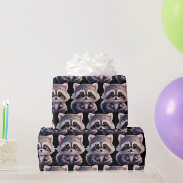 Raccoon Waldtiere Waldfreunde Geschenkpapier (Partygeschenke)