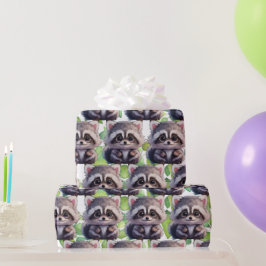 Raccoon Waldtiere Waldfreunde Geschenkpapier