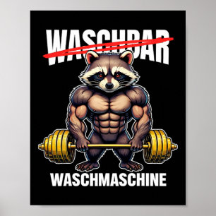 Raccoon Waschmaschine Bodybuilding Fitness Poster
