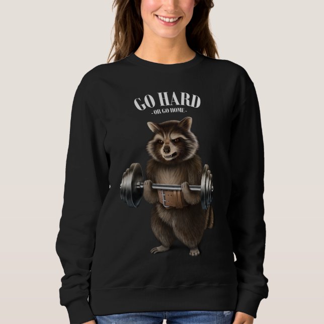 Raccoon Weightlift in der Fitness Gym Sweatshirt (Vorderseite)