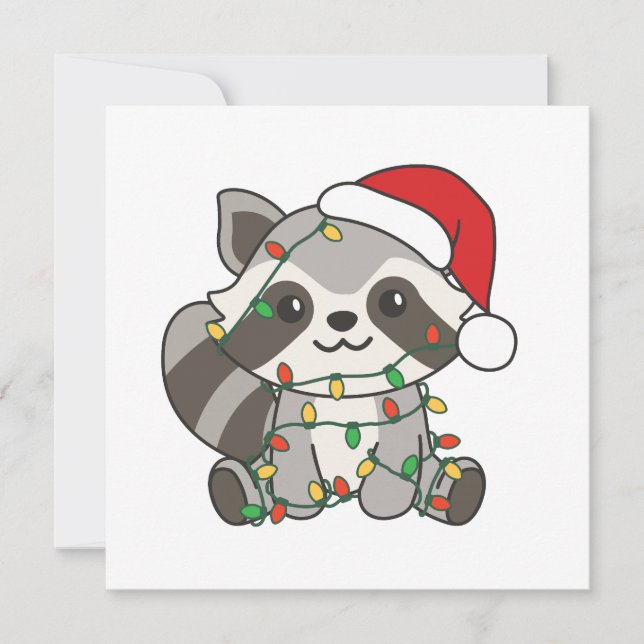 Raccoon Weihnachts-Wintertiere Raccoon Feiertagskarte (Vorderseite)