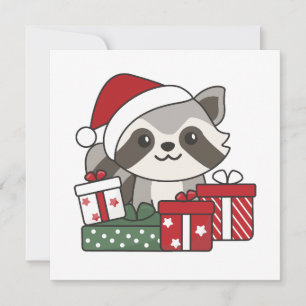 Raccoon Weihnachtsgeschenk Winter Raccoon Feiertagskarte