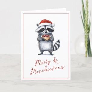 Raccoon Weihnachtsgrüße Niedlich Feiertagskarte