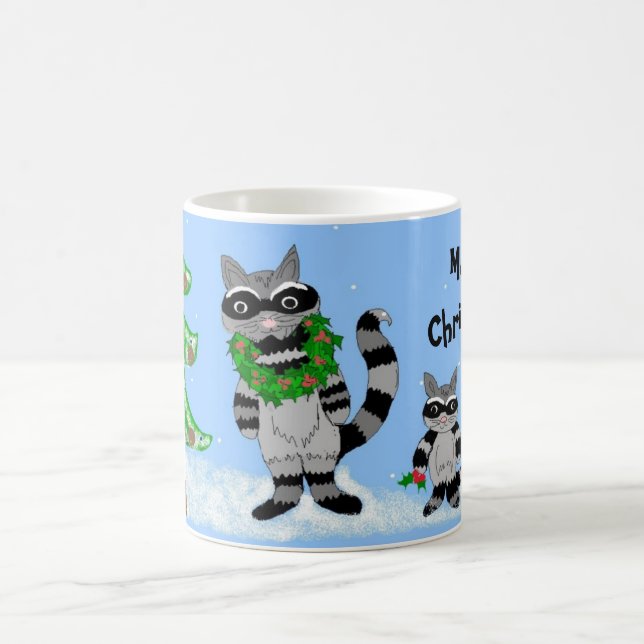 Raccoon Weihnachtslandschaft Tasse (Mittel)