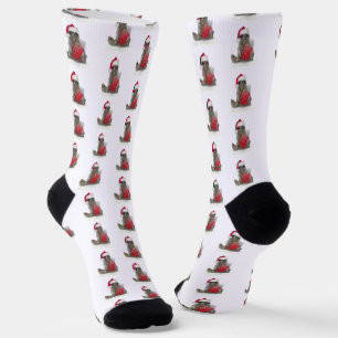 Raccoon Weihnachtsmannmütze Weihnachten Socken