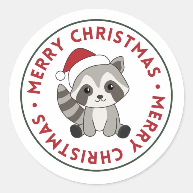 Raccoon Weihnachtsschnee Winter Raccoons Classic R Runder Aufkleber (Vorderseite)