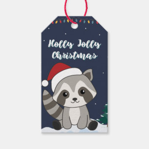 Raccoon Weihnachtsschnee Winter Raccoons Gift Tags Geschenkanhänger