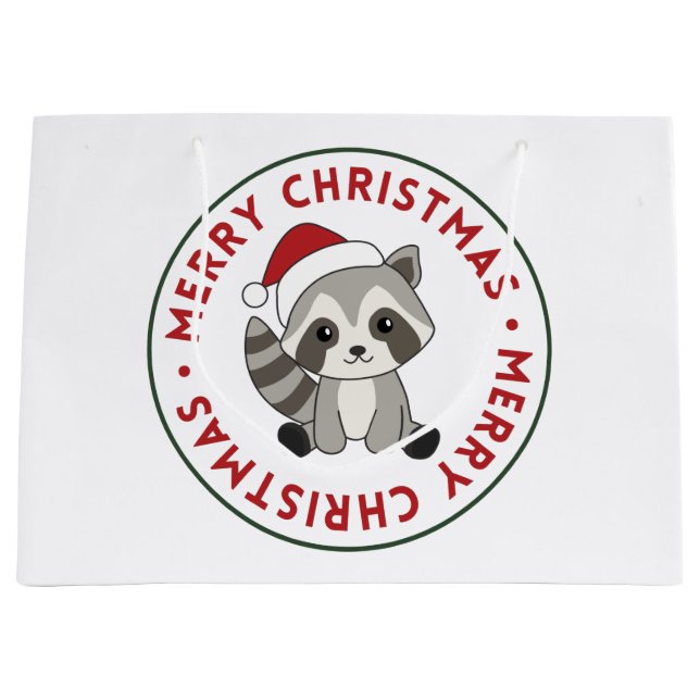 Raccoon Weihnachtsschnee Winter Raccoons Grosses G Große Geschenktüte (Vorderseite)