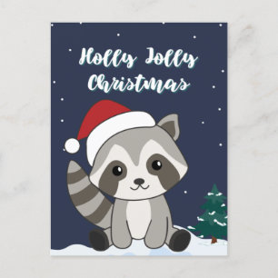 Raccoon Weihnachtsschnee Winter Raccoons Holiday P Feiertagspostkarte