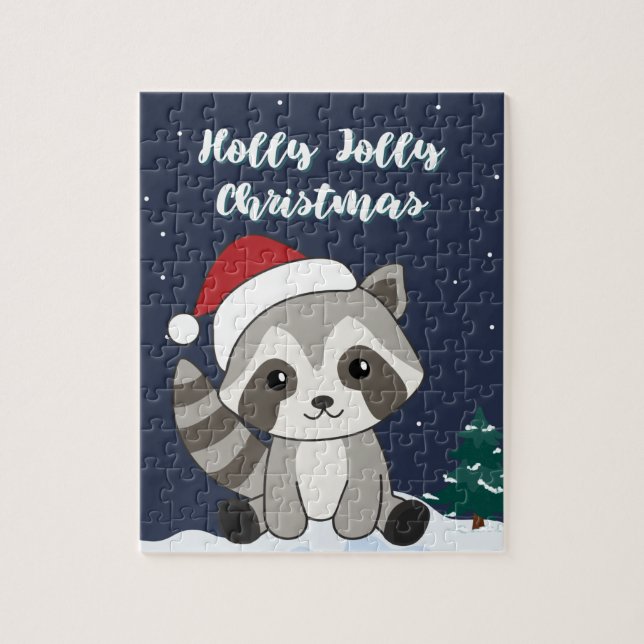 Raccoon Weihnachtsschnee Winter Raccoons Jigsaw Pu Puzzle (Vertikal)
