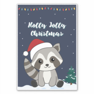 Raccoon Weihnachtsschnee Winter Raccoons Sticker