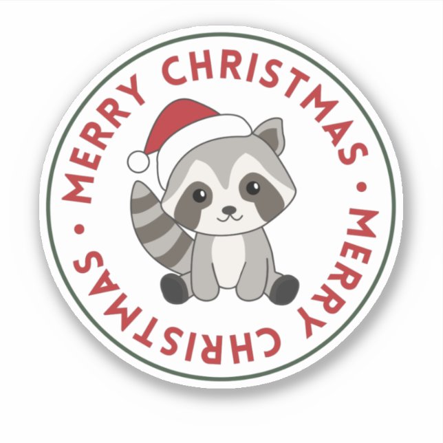 Raccoon Weihnachtsschnee Winter Raccoons Sticker (Vorderseite)