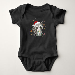 Raccoon Weihnachtsschnee Winter Raccos Baby Strampler