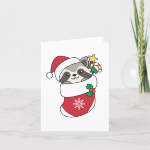 Raccoon Weihnachtsschnee Winter Raccos Feiertagskarte