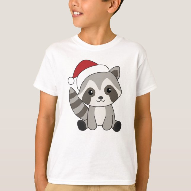 Raccoon Weihnachtsschnee Winter Raccos T-Shirt (Vorderseite)