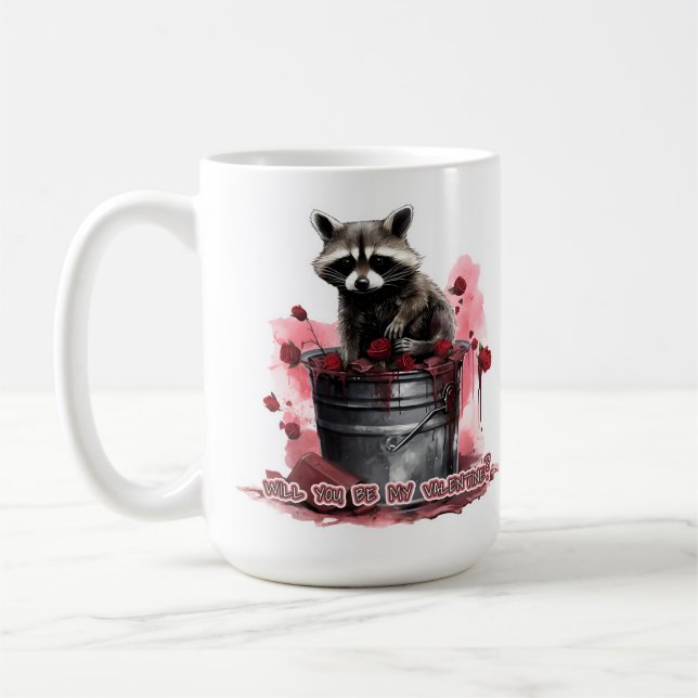 Raccoon Werden Sie mein Valentin? Kaffeetasse (Links)