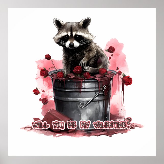Raccoon Werden Sie mein Valentin? Poster (Vorne)
